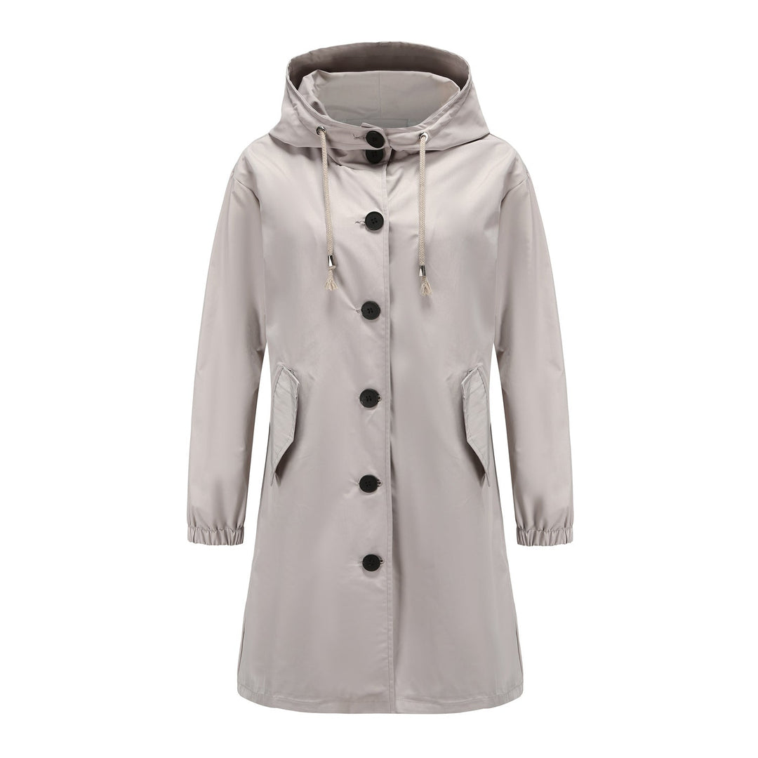 Long Coat for Women with Buttons and Hood