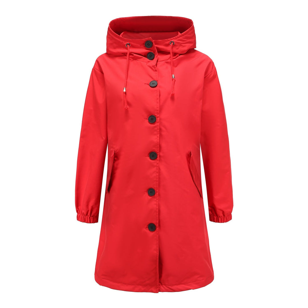 Long Coat for Women with Buttons and Hood