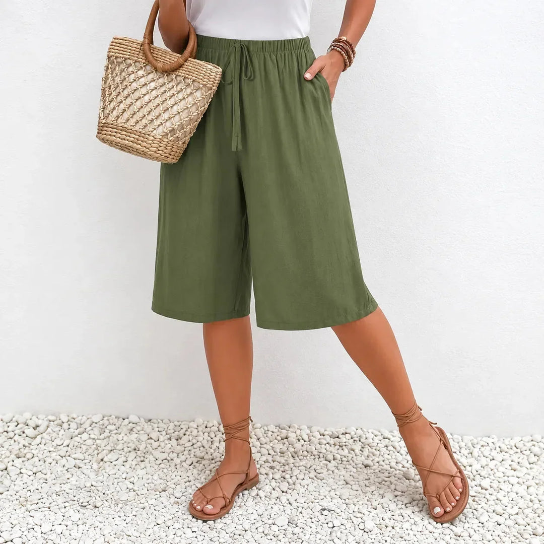Calaya Wide Leg Drawstring Pants for Women, Lightweight Summer Pull On Bottoms - Elena Harper