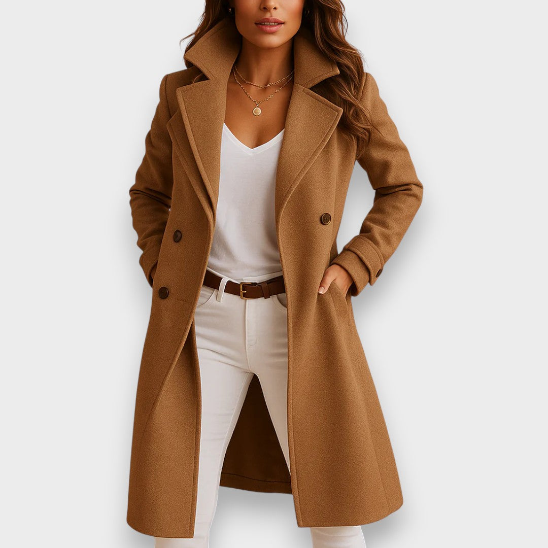 Long Wool-Blend Coat for Women - Elena Harper