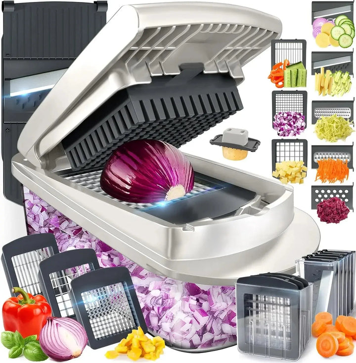 Vegetable Slicer Dicing, Slicing and Grating Catch Container & Safety Holder - Elena Harper