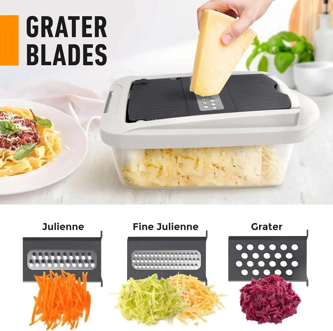 Vegetable Slicer Dicing, Slicing and Grating Catch Container & Safety Holder, view 2 - Elena Harper