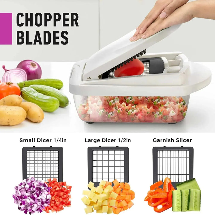 Vegetable Slicer Dicing, Slicing and Grating Catch Container & Safety Holder, view 4 - Elena Harper