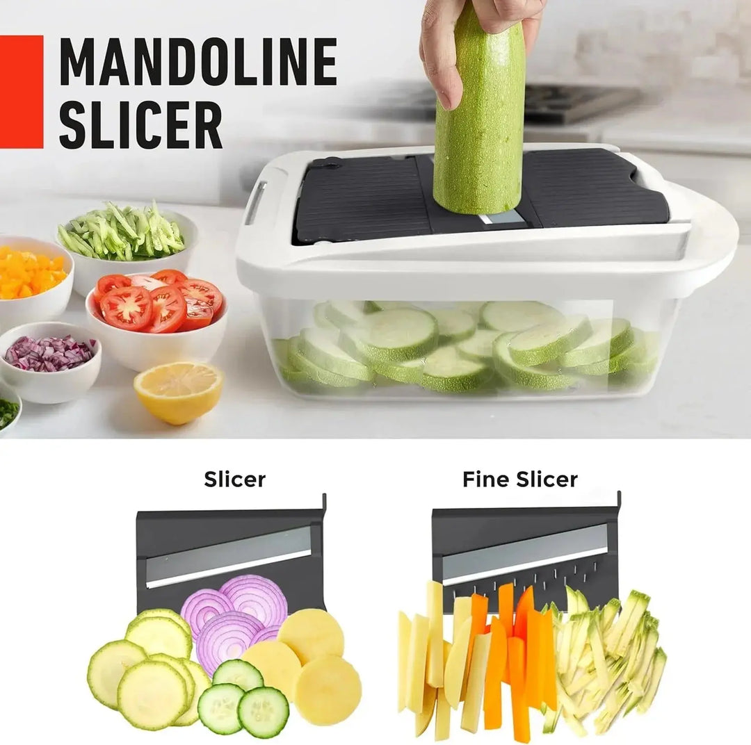 Vegetable Slicer Dicing, Slicing and Grating Catch Container & Safety Holder, view 6 - Elena Harper