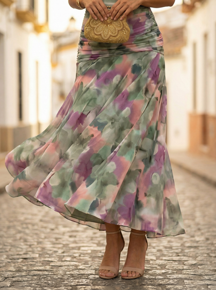 Leo | Elegant V-neck long gathered dress for women | Wedding