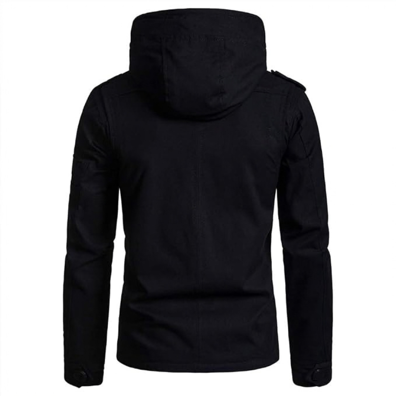 Men's Hooded Zip-Up Lined Canvas Jacket