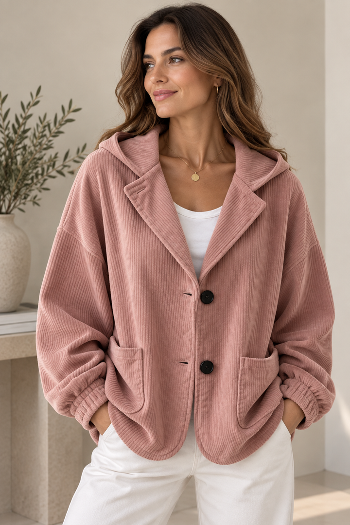 Oversized Women's Corduroy Hooded Jacket