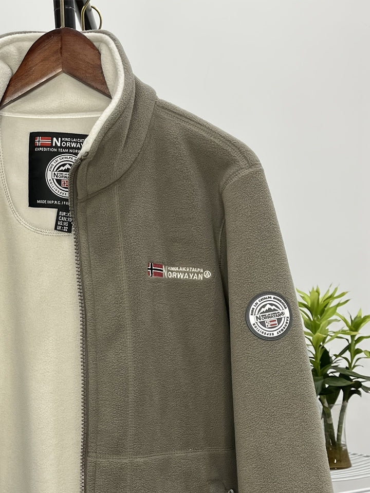 Lightweight and Warm Men's Fleece Jacket with High Collar