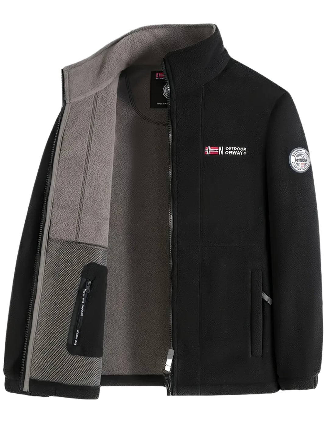 Lightweight and Warm Men's Fleece Jacket with High Collar