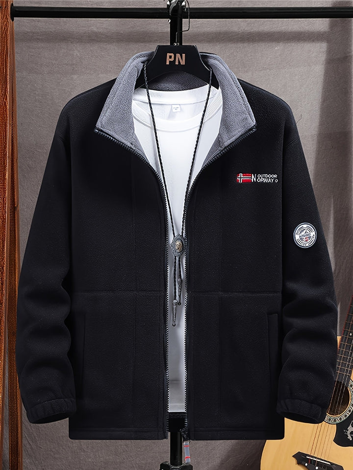 Lightweight and Warm Men's Fleece Jacket with High Collar