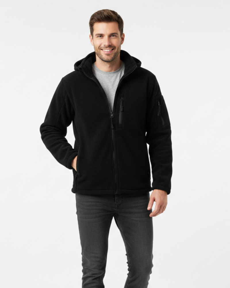 Men's Military Thermal Fleece Jacket with Hood and Pockets