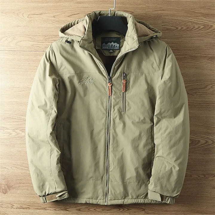 Men's Thermal Hooded Jacket with Fleece Lining for Winter