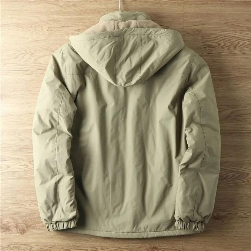 Men's Thermal Hooded Jacket with Fleece Lining for Winter