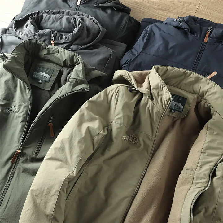 Men's Thermal Hooded Jacket with Fleece Lining for Winter