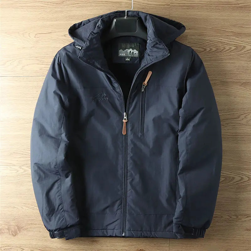 Men's Thermal Hooded Jacket with Fleece Lining for Winter