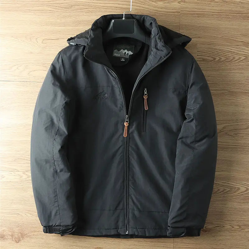 Men's Thermal Hooded Jacket with Fleece Lining for Winter
