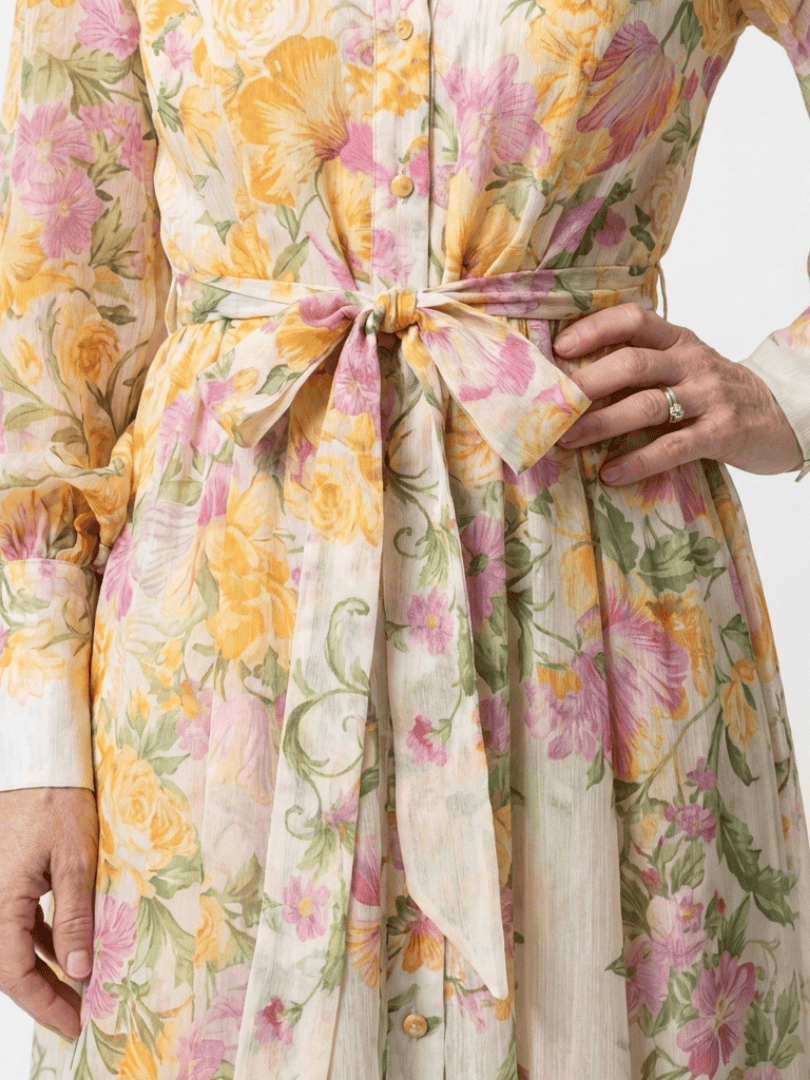 Emma & Rose Cape Town Cressida™ floral sheer long dress featuring delicate fabric and elegant flowy design.