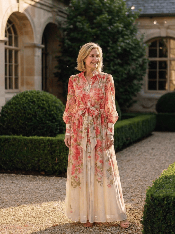 Emma & Rose Cape Town Cressida™ floral sheer long dress with delicate fabric and flowing design, perfect for elegant occasions.