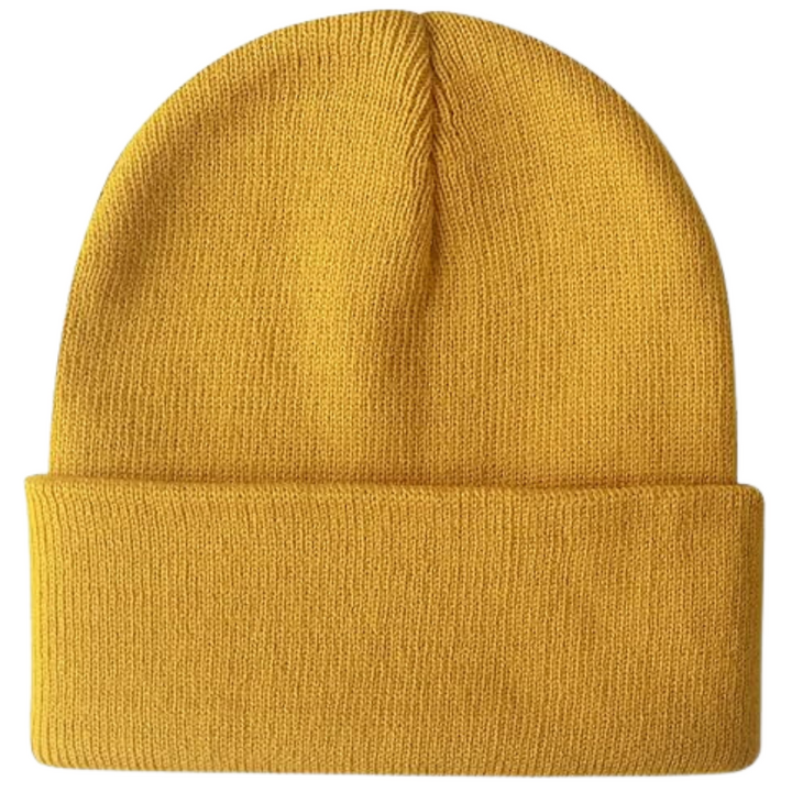 Knit Cuffed Beanie with Fold-Up Brim for Winter