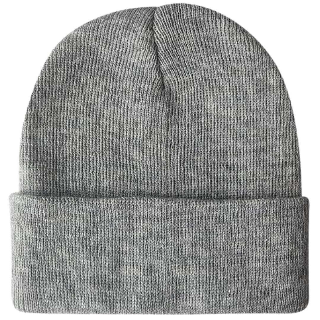Knit Cuffed Beanie with Fold-Up Brim for Winter