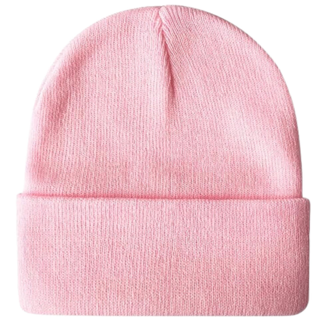 Knit Cuffed Beanie with Fold-Up Brim for Winter