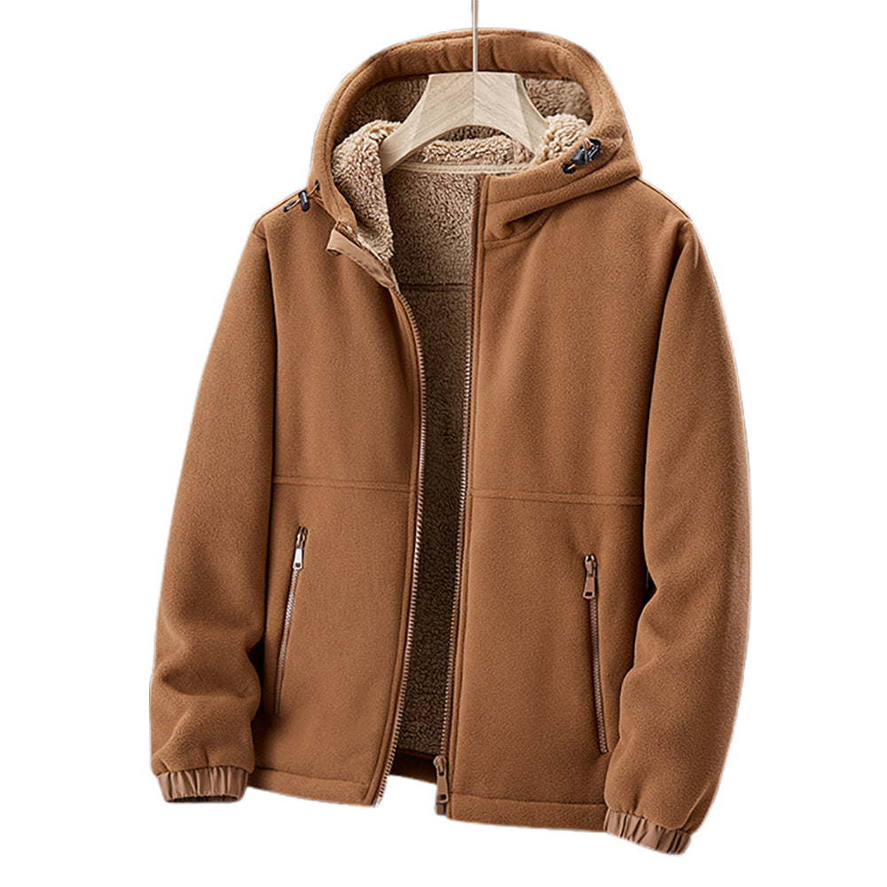 Premium Fleece Winter Jacket for Men – Hood and Zippered Pockets