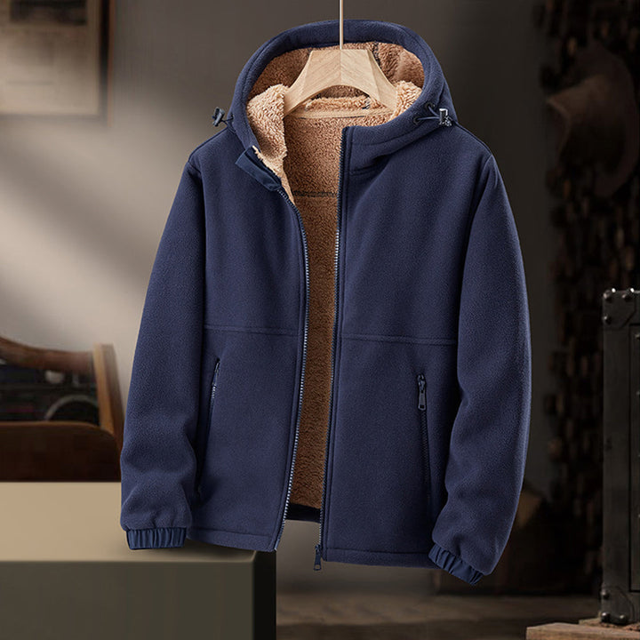 Premium Fleece Winter Jacket for Men – Hood and Zippered Pockets