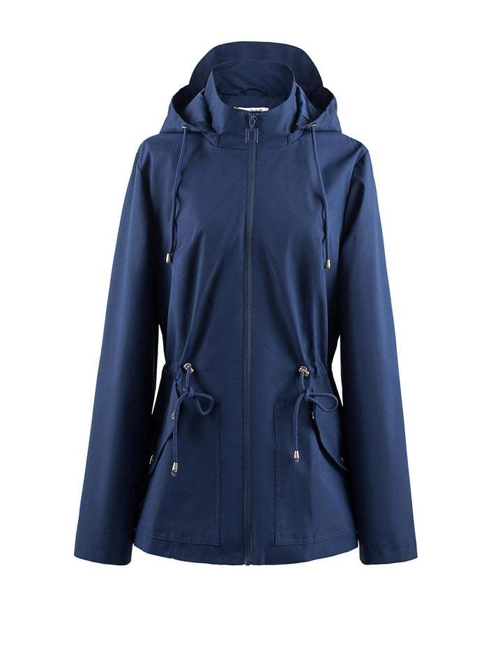 Casual Rain Jacket with Adjustable Hood for Women