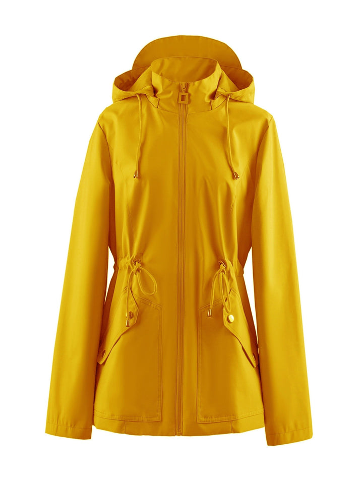 Casual Rain Jacket with Adjustable Hood for Women