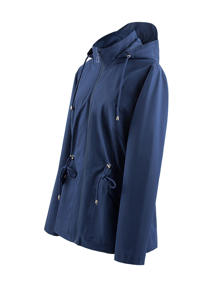 Casual Rain Jacket with Adjustable Hood for Women