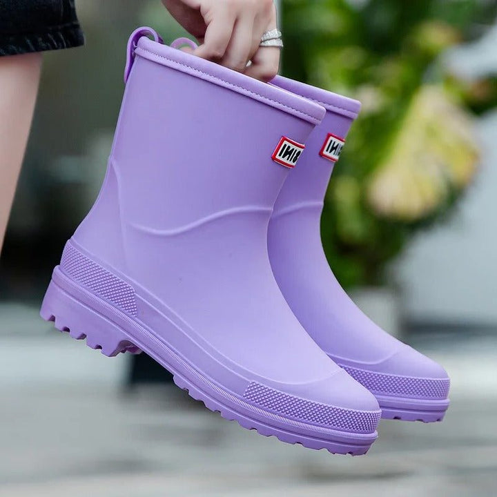 Waterproof Slip-On Ankle Boots with Round Toe for Women