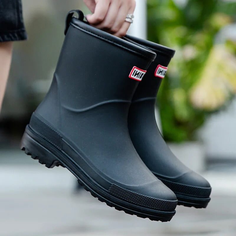 Waterproof Slip-On Ankle Boots with Round Toe for Women