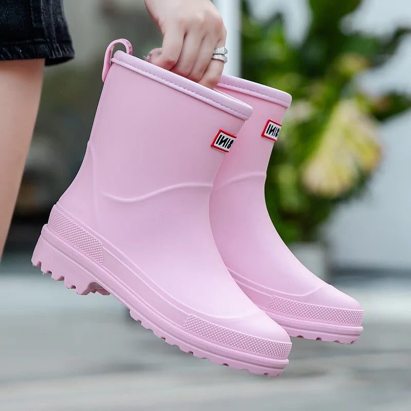 Waterproof Slip-On Ankle Boots with Round Toe for Women