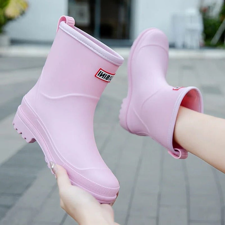 Waterproof Slip-On Ankle Boots with Round Toe for Women