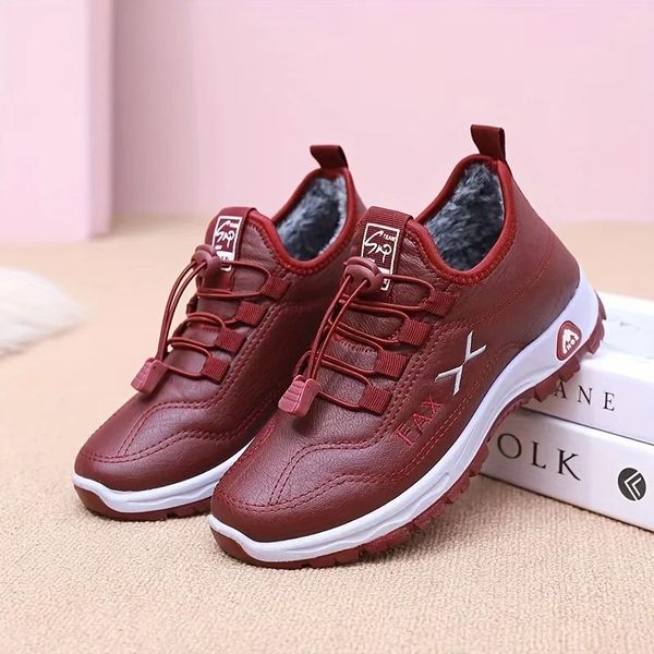 Ladies Waterproof Sneakers with Laces and Fleece Lining