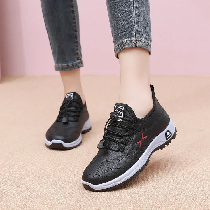 Ladies Waterproof Sneakers with Laces and Fleece Lining