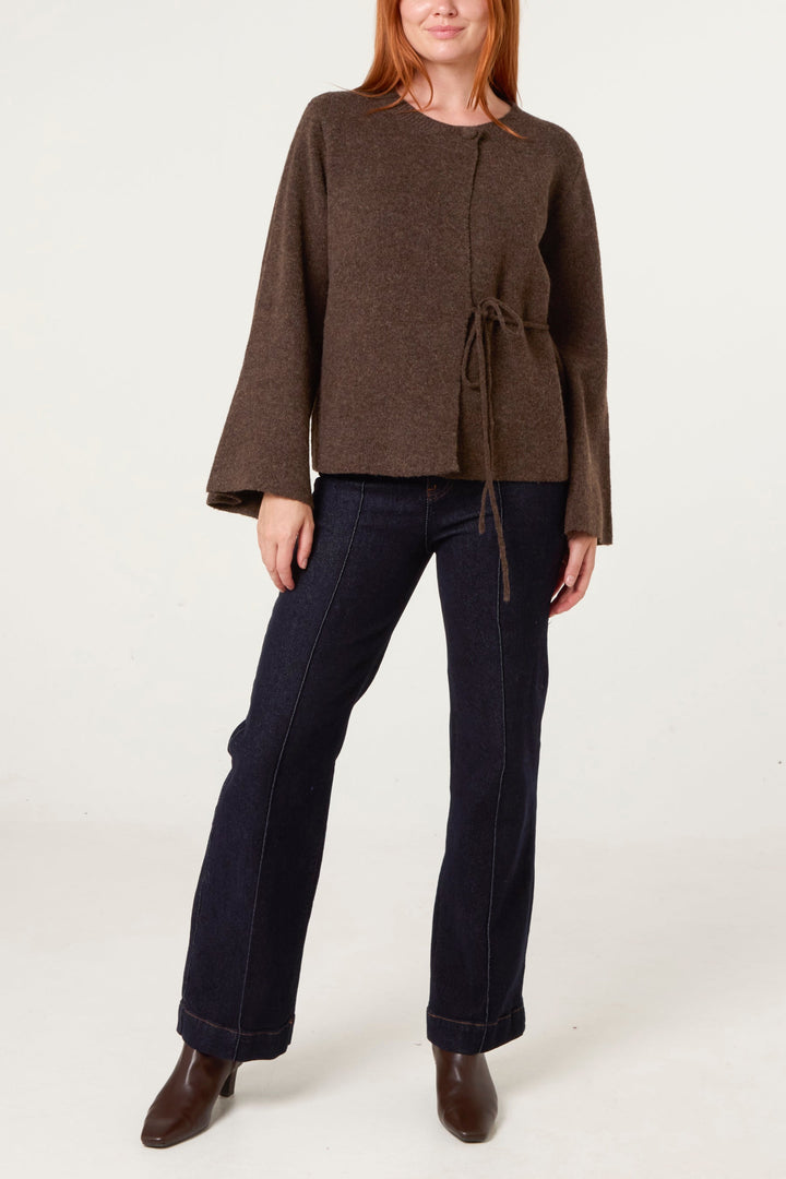 Ladies Cardigan with Side Tie – Soft Knitted Cardigan