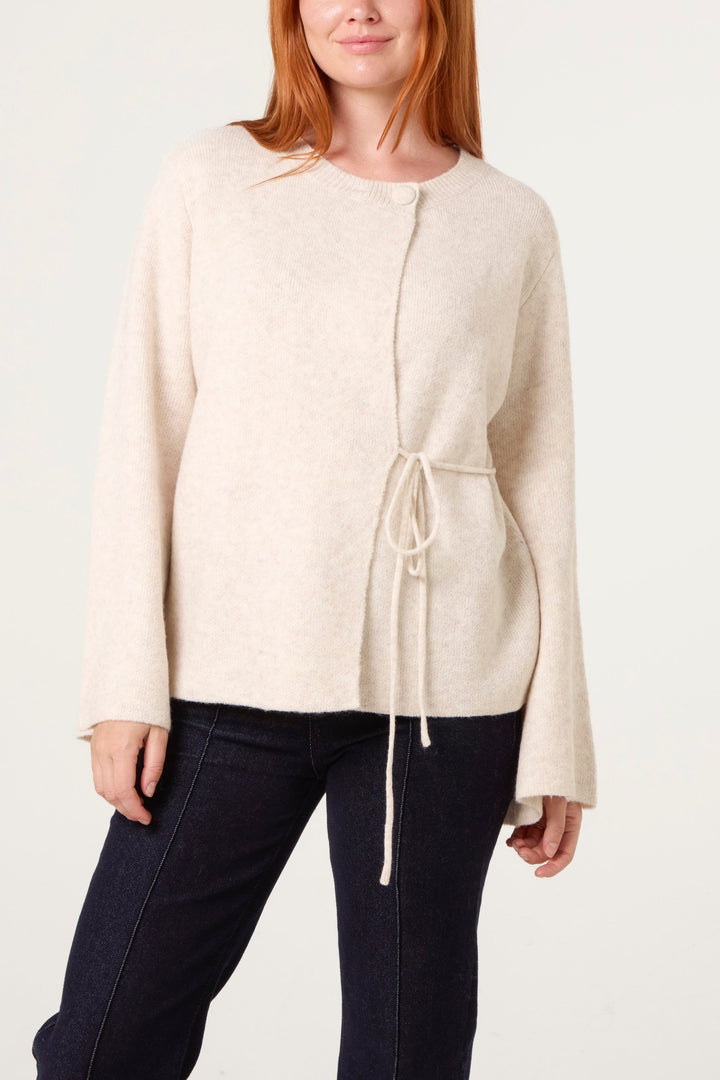 Ladies Cardigan with Side Tie – Soft Knitted Cardigan