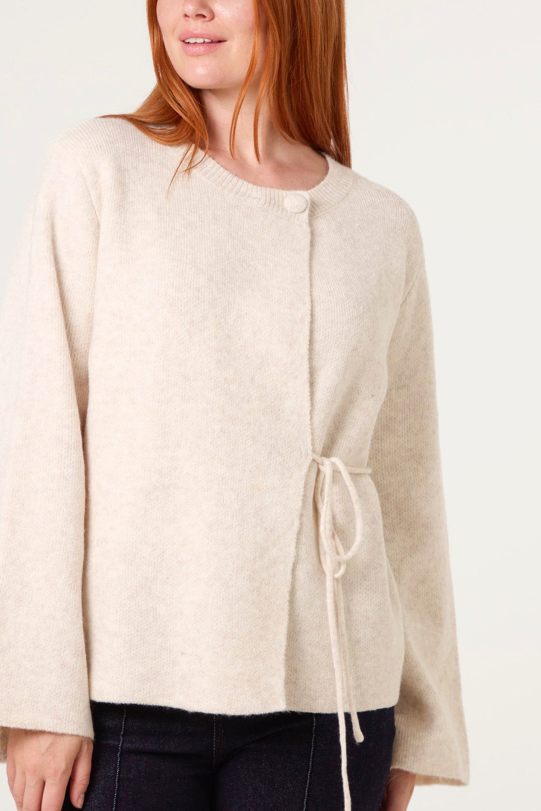 Ladies Cardigan with Side Tie – Soft Knitted Cardigan