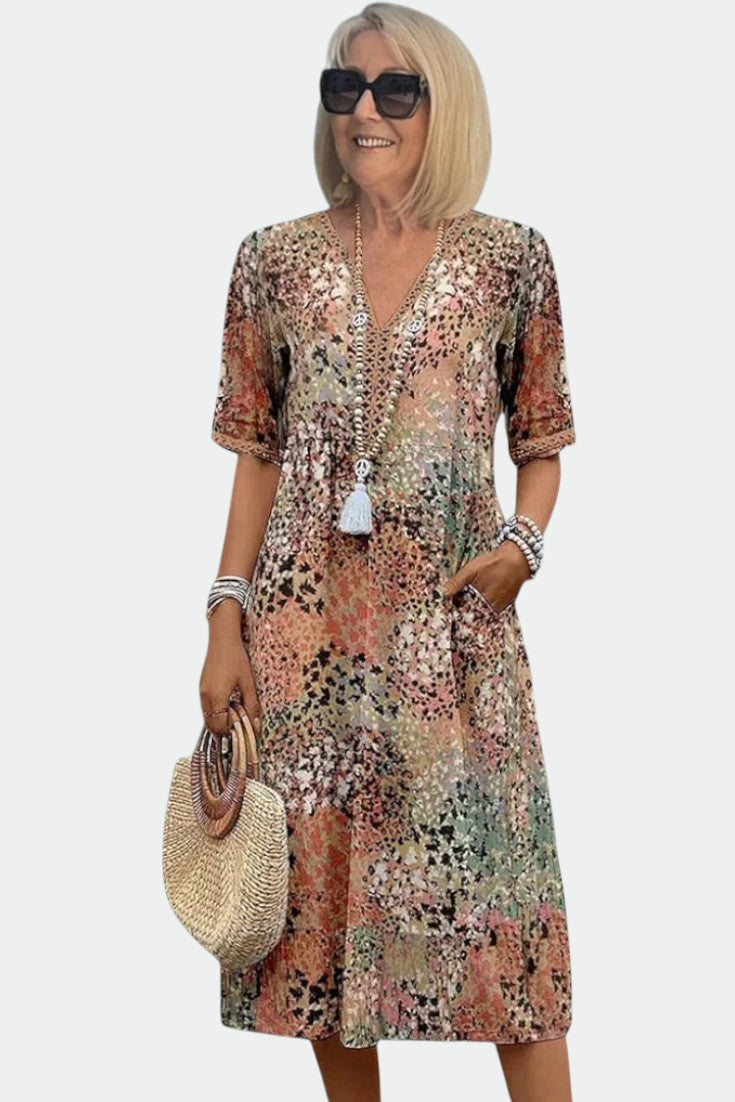 Lina Lightweight V-Neck Dress, view 7 - Elena Harper