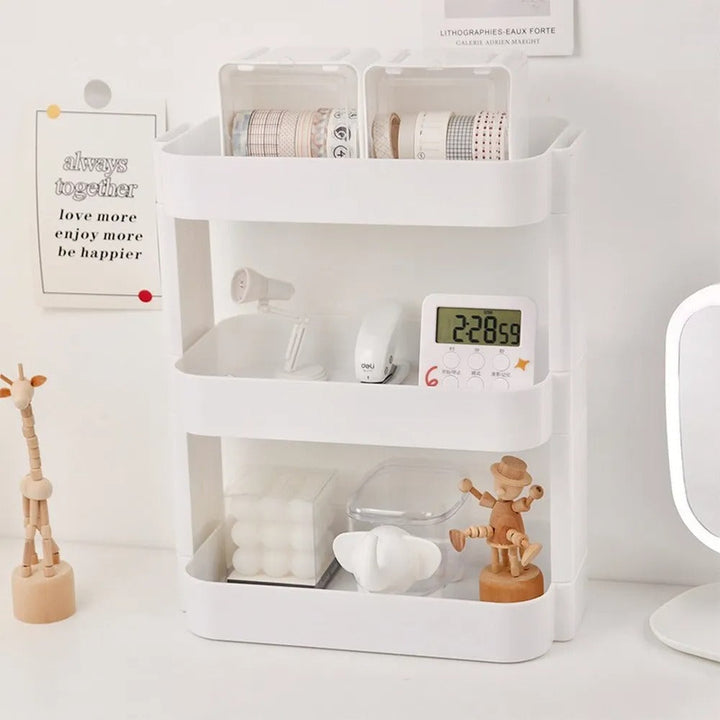 White Rounded Desk Storage Shelf, view 2 - Elena Harper