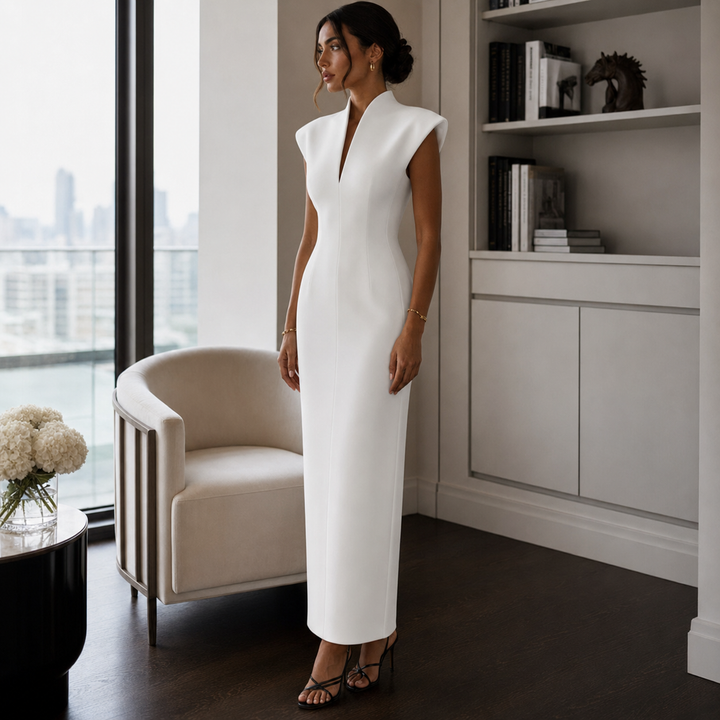 Women's Tailored Maxi Dress – Sleeveless, Suitable for Summer and Casual Use