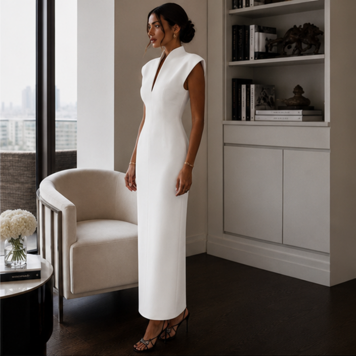 Women's Tailored Maxi Dress – Sleeveless, Suitable for Summer and Casual Use