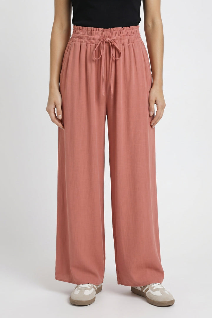 Wide Palazzo Trousers Ladies High Waist Elastic Band