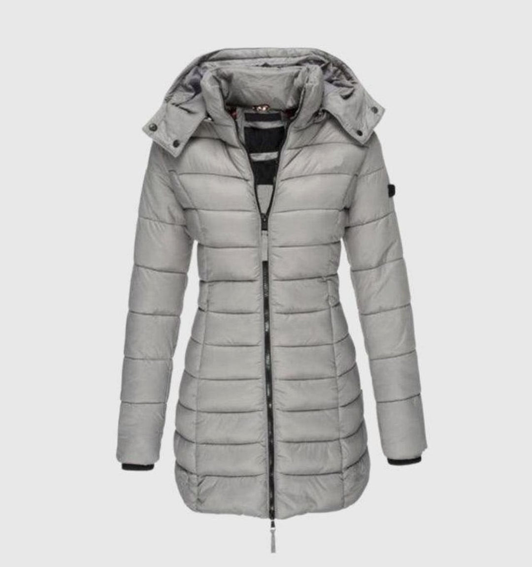 Aurélie - Elegant Long Down Jacket with Hood