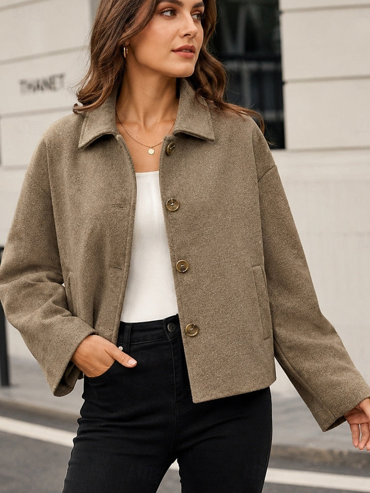 Short Women's Coat with Buttons - Classic and Comfortable