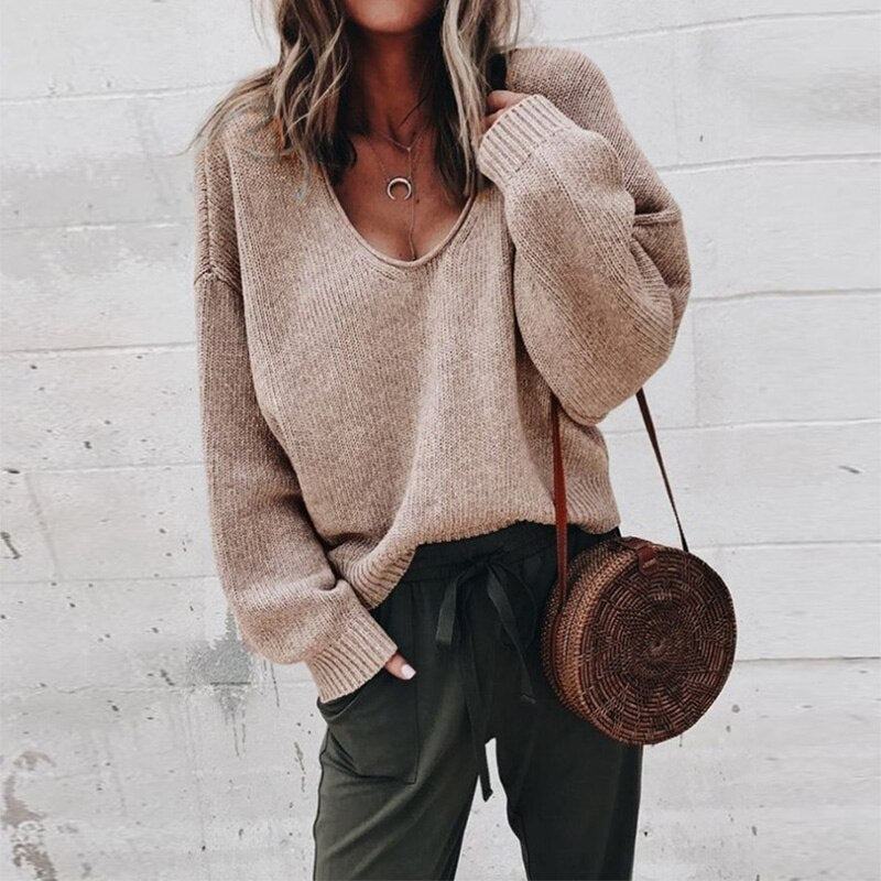 Ladies Knitted Sweater – Long Sleeves, Casual, Autumn/Winter