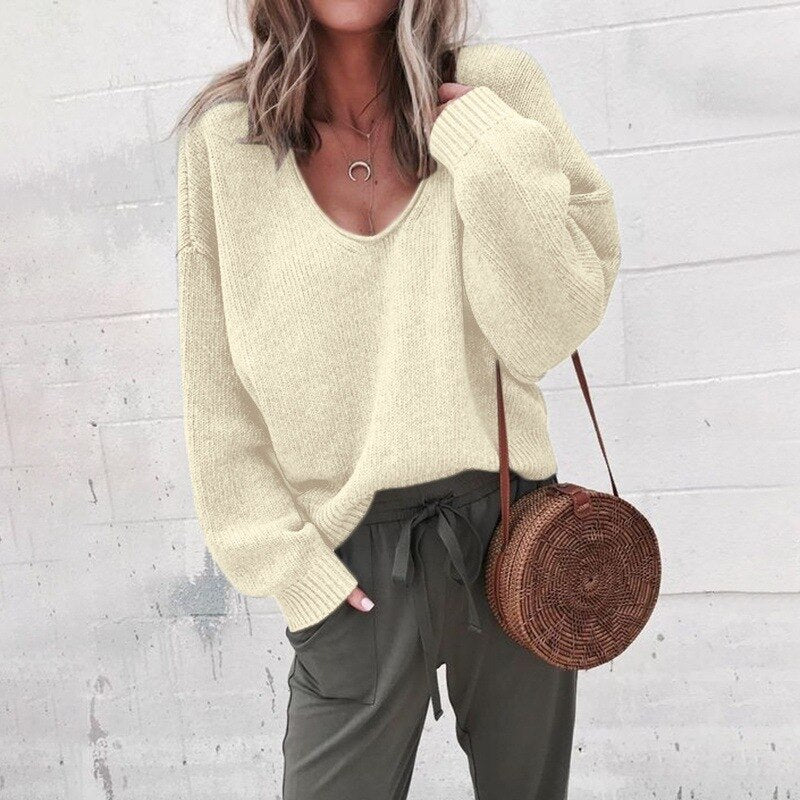 Ladies Knitted Sweater – Long Sleeves, Casual, Autumn/Winter
