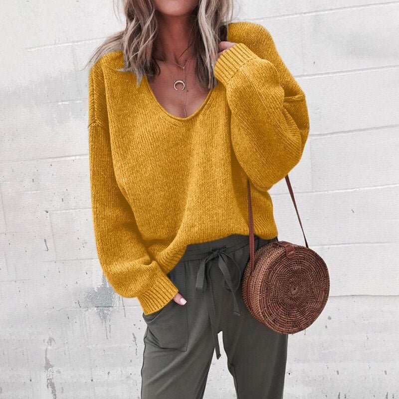 Ladies Knitted Sweater – Long Sleeves, Casual, Autumn/Winter