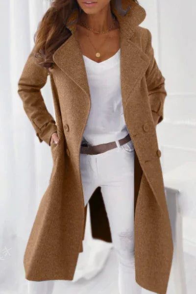 Wool Coat with Lapel Collar for Women